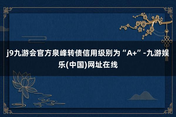 j9九游會官方泉峰轉債信用級別為“A+”-九游娛樂(中國)網址在線